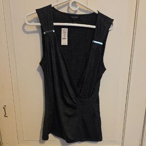 White House Black Market Gray Sleeveless Top NWT. Sz L